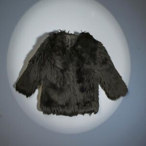 Black Large Faux Fur Jacket Long Sleeve